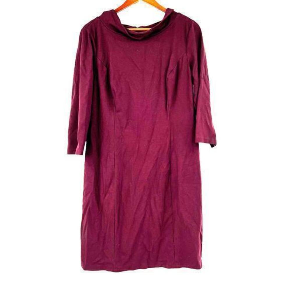 Talbots burgundy dress pullover zip back hoop & loop closure plus size 14